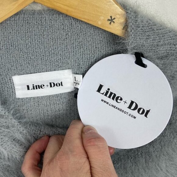 NWT Line and Dot Fuzzy Adler Sweater Grey‎ Heather Grey Size Large New With Tags - Picture 6 of 15